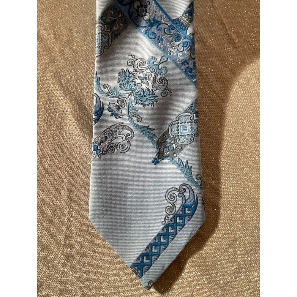 Vintage 70s Blue Wide Tie 1970s Retro Groovy Funky Boho Hippie Costume Necktie